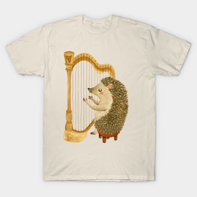 Hedgehog Harpist T-Shirt by annyamarttinen